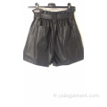 Short en similicuir taille haute paperbag